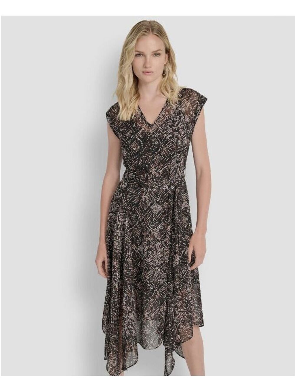 DKNY Animal Print Sleeveless V-Neck Fit & Flare Dress Women Size 8